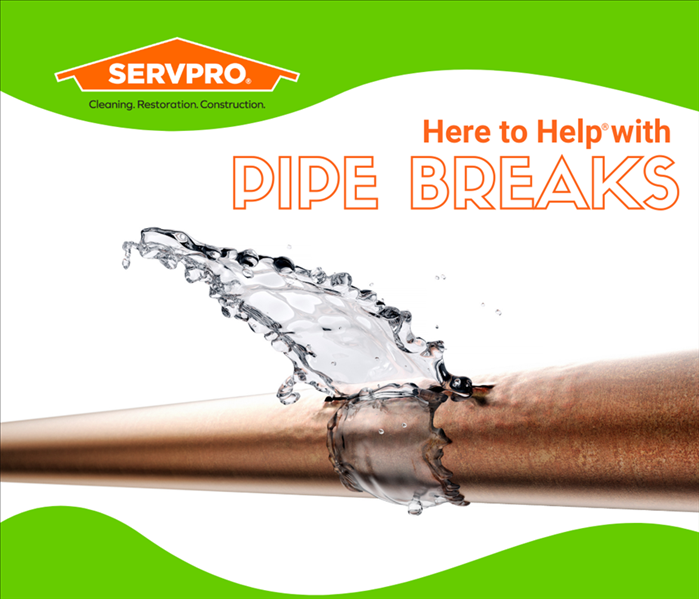 water from pipe break Servpro Here to Help®